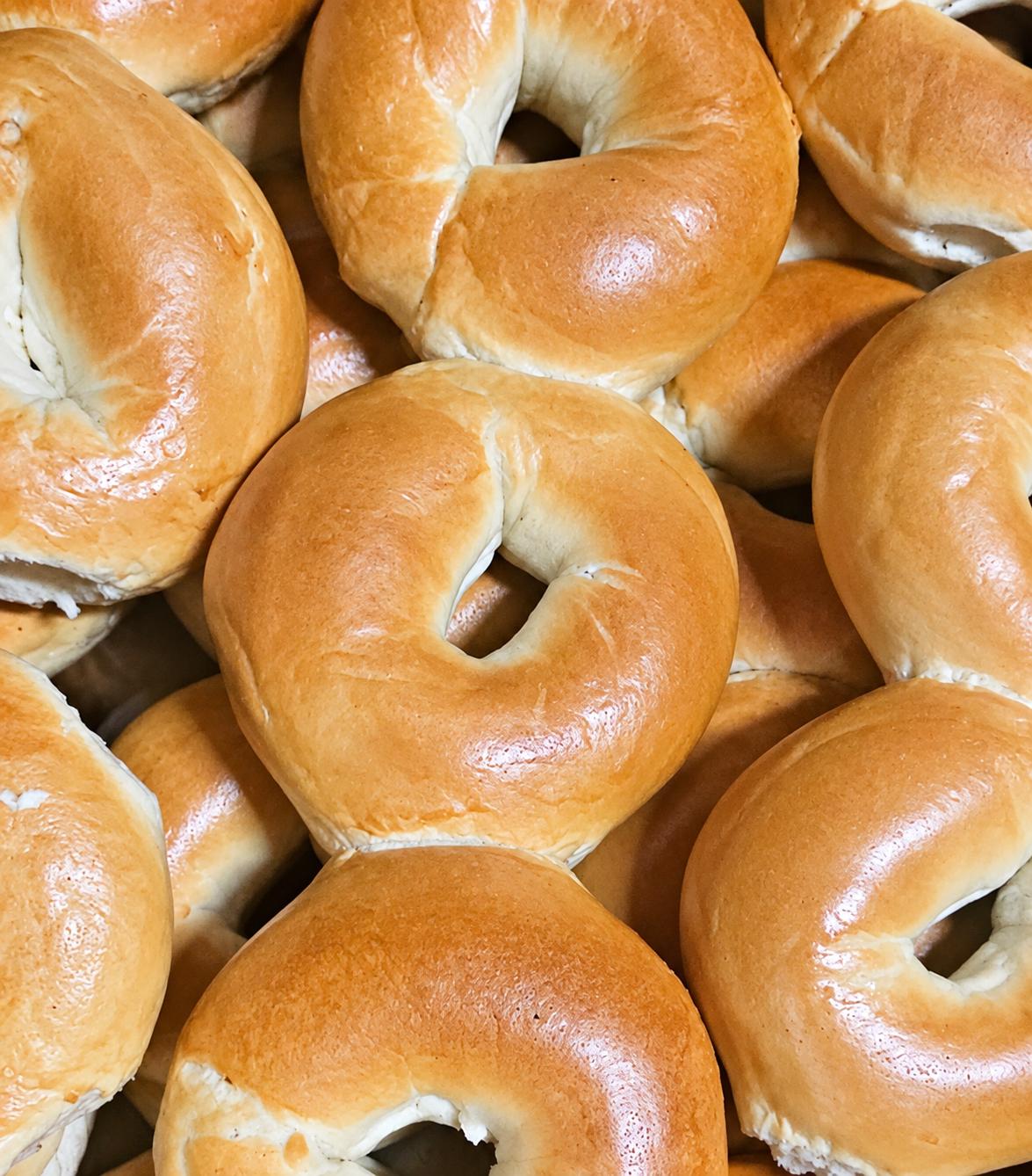 Fresh bagels ready for pickup